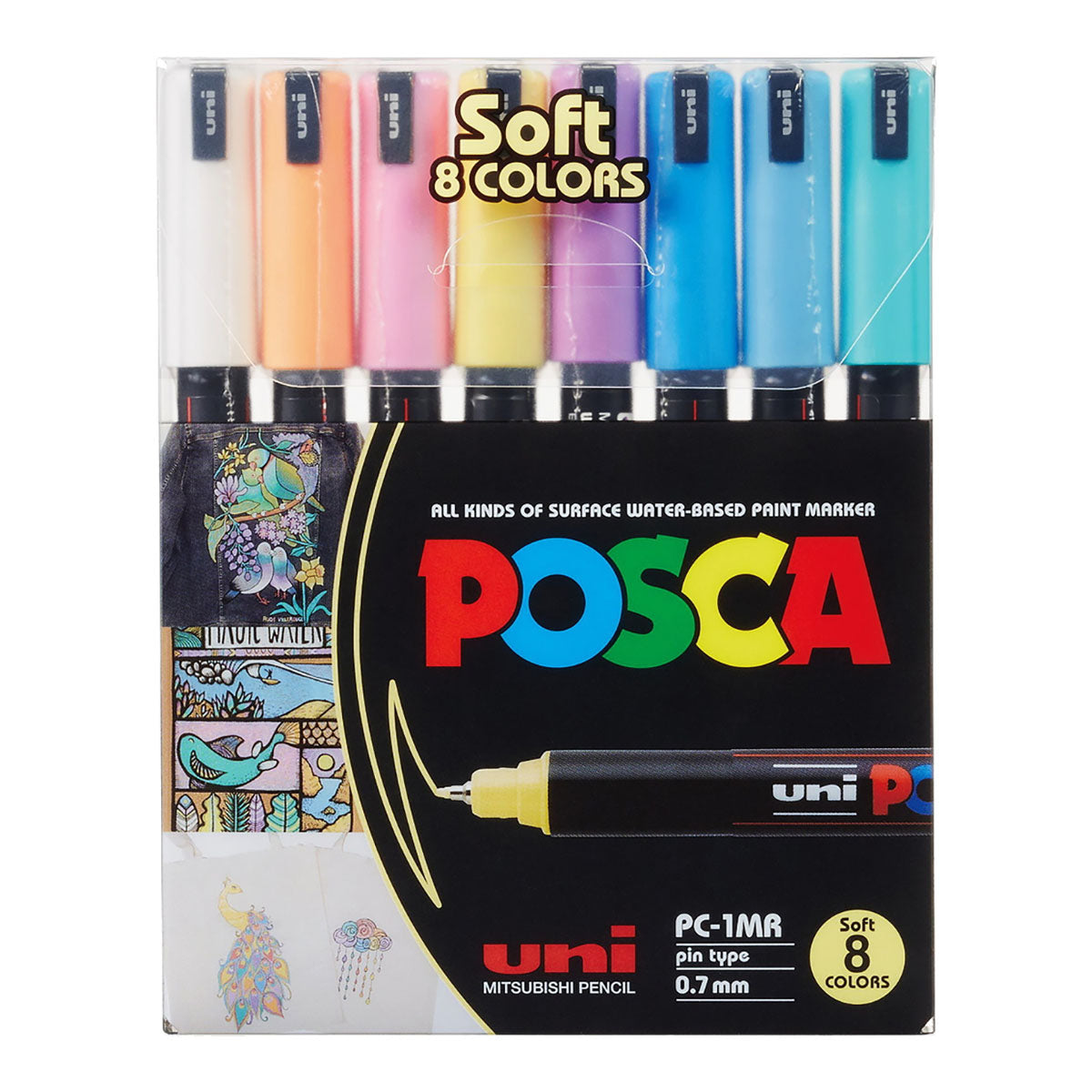 Uni Posca Markers PC-1MR, 8 set Soft Colors