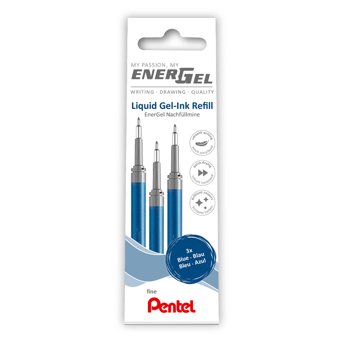 Pentel EnerGel LRN5 Needle Point Refill 0.5 mm 3-Pack
