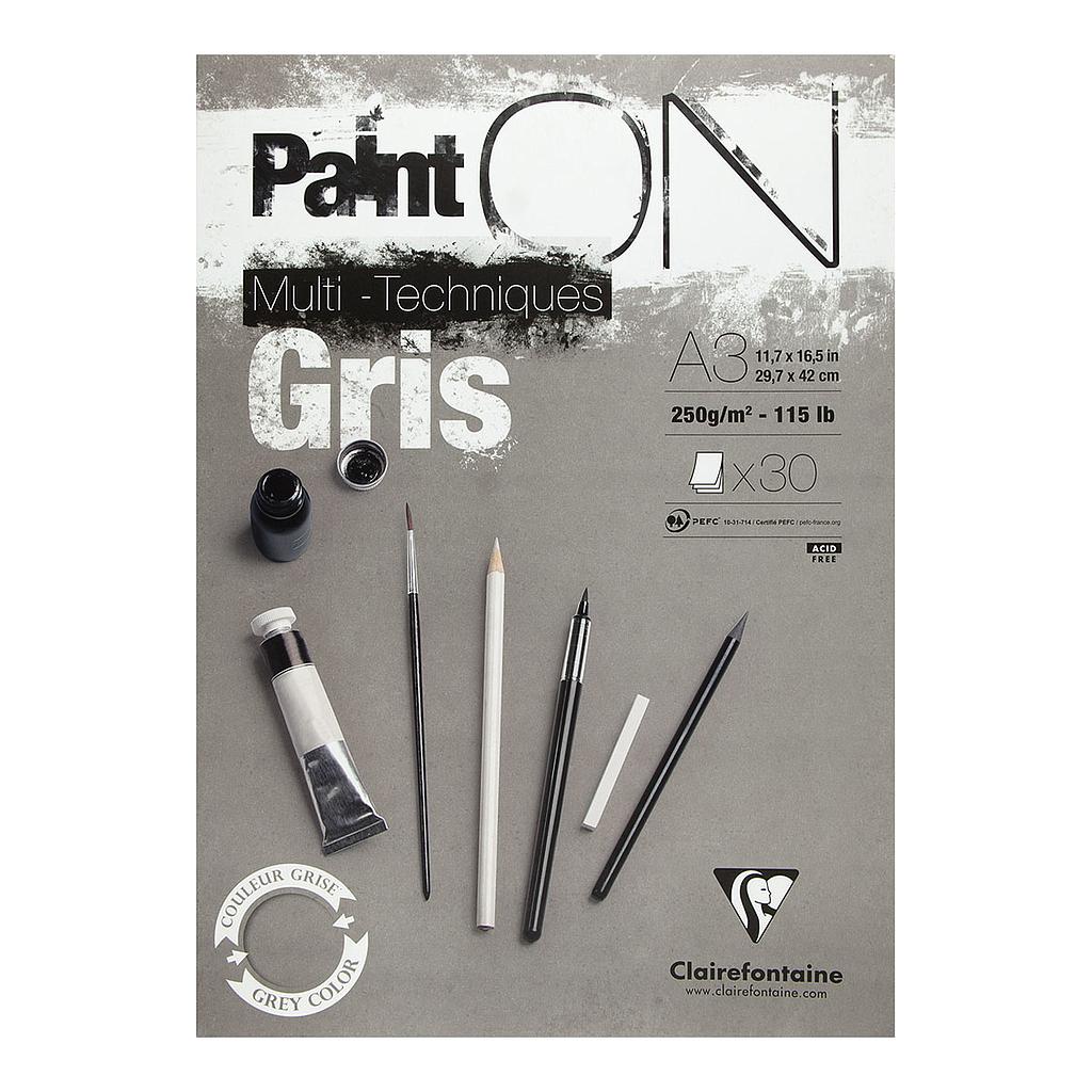 Clairefontaine Paint-ON Multi-Techniques Gris Pad A3 250g 30 sheets - image 1