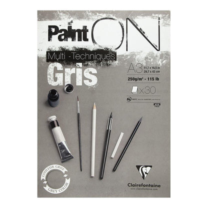 Clairefontaine Paint-ON Multi-Techniques Gris Pad A3 250g 30 sheets - image 1