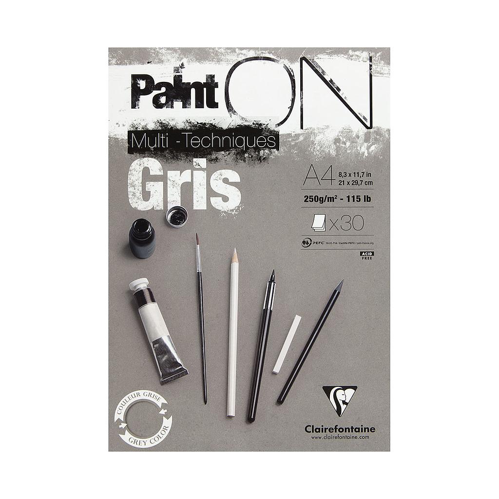 Clairefontaine Paint-ON Multi-Techniques Gris Pad A4 250g 30 sheets - image 1