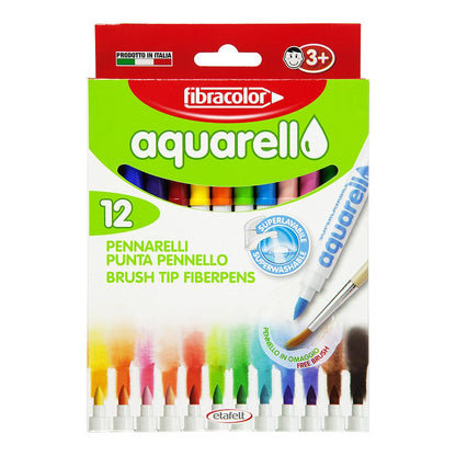 Fibracolor Aquarello Brush Tip Markers 12set