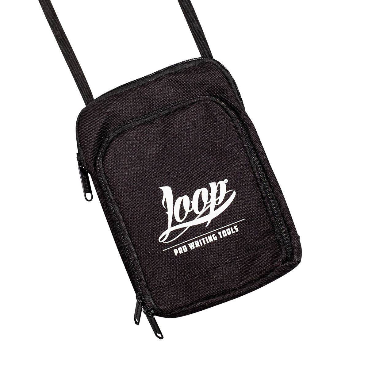 Loop Pusher Shoulder Black Bag White Logo