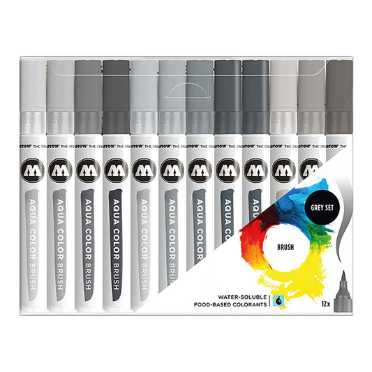 Molotow Aqua Color Brush 12 Set Grey Colors