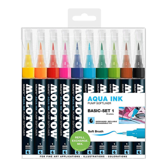 Molotow GRAFX AQUA Ink Pump Softliner 10 set Basic 1