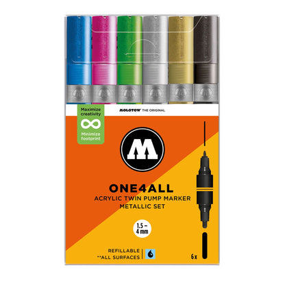 Molotow ONE4ALL Twin Marker 6set Metallic