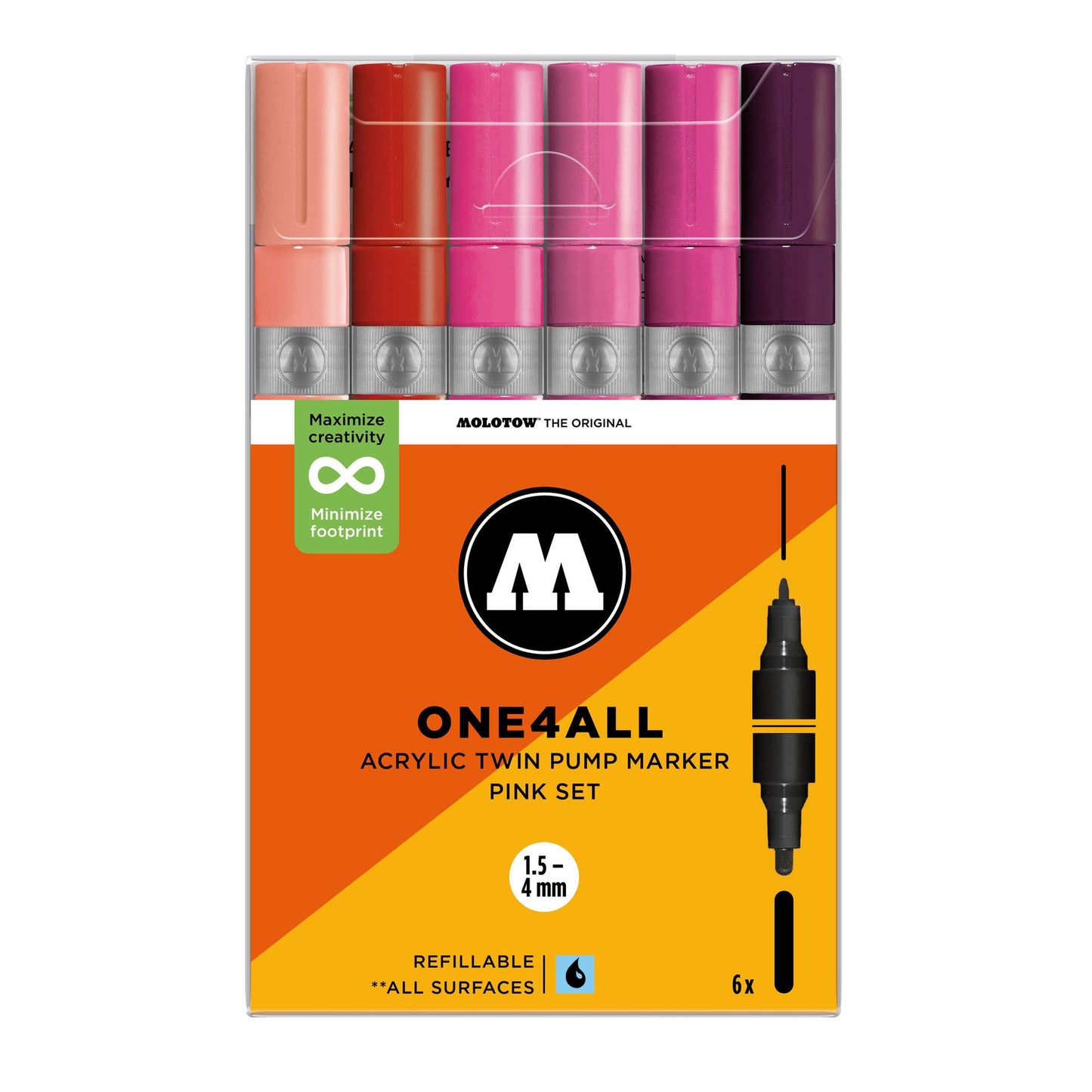 Molotow ONE4ALL Twin Marker 6set Pink