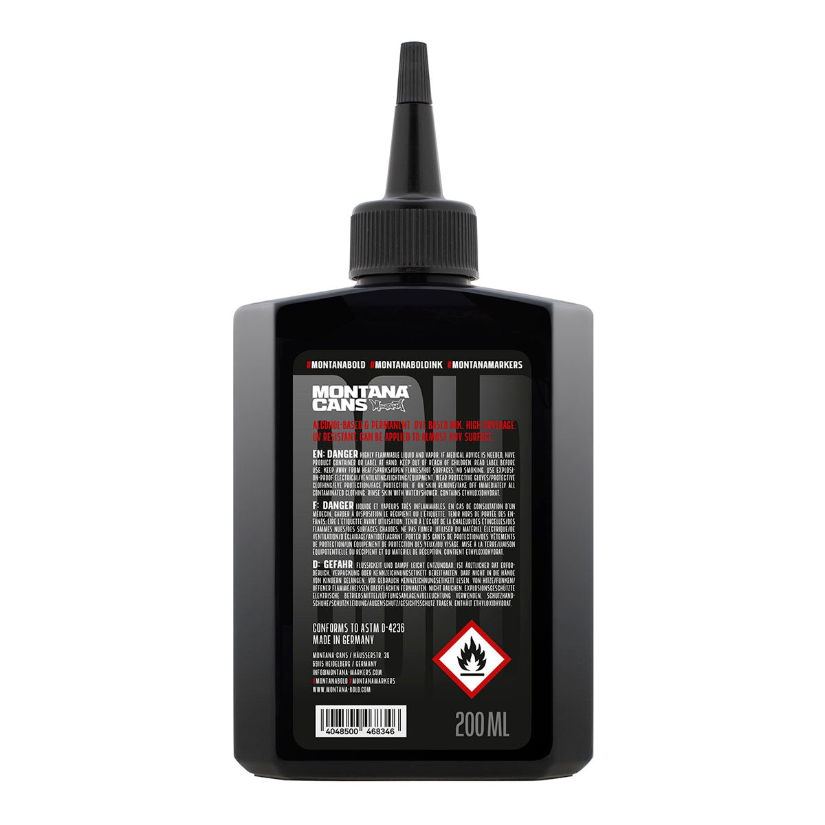 Montana BOLD Black Permanent Ultra Ink 200ml