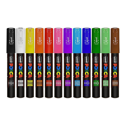 Uni Posca Markers PC-1M, 12 set Standard Colours