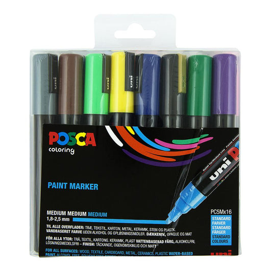 Uni Posca Markers PC-5M, 16set Standard Colours