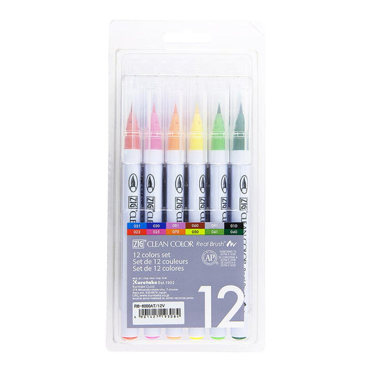 ZIG Kuretake Clean Color Real Brush Pen 12 Set