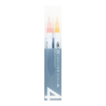 ZIG Kuretake Clean Color Real Brush Pen 4 Set, Pale Colours