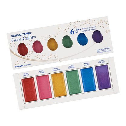 ZIG Kuretake Gansai Tambi Watercolor 6 set Gem Colors