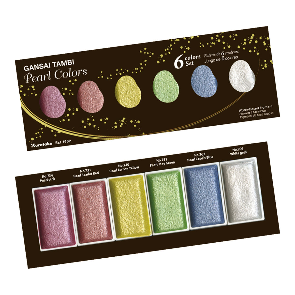 ZIG Kuretake Gansai Tambi Watercolor 6 set Pearl Colors