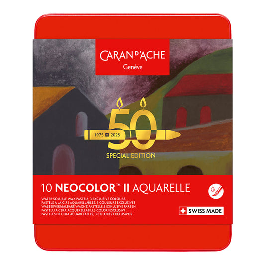 Caran d'Ache Neocolor II Water-Soluble Crayons 10 Set Dark Colors LTD. Edition