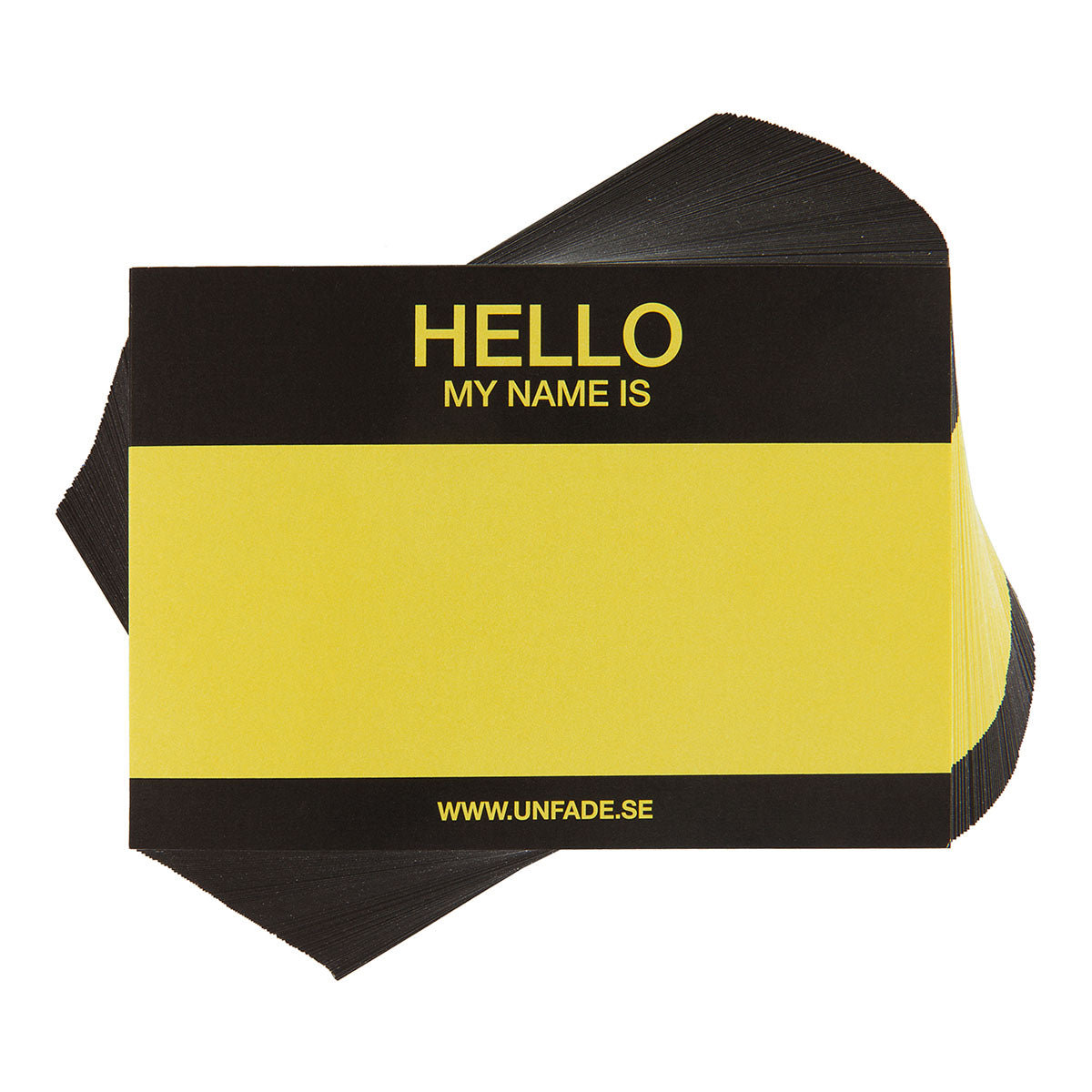 Hello My Name Is Stickers Black & Yellow, 100 pcs