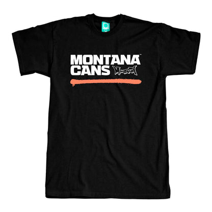 Montana Cans Typo Logo Underline T-Shirt White Black Shrimp