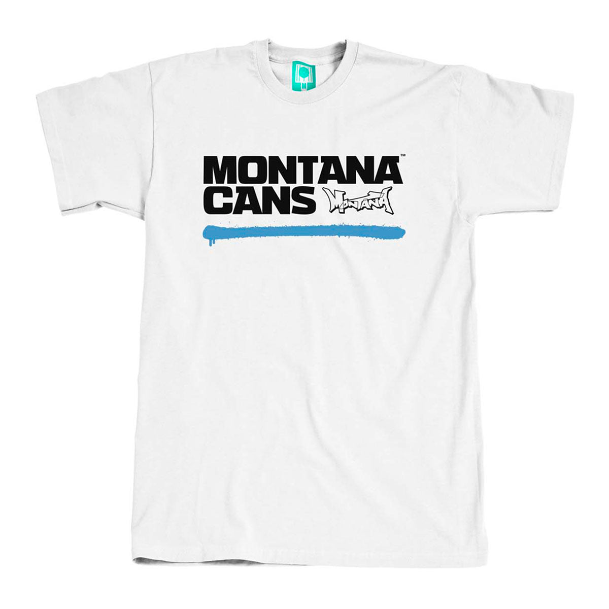 Montana Cans Typo Logo Underline T-Shirt White Blue