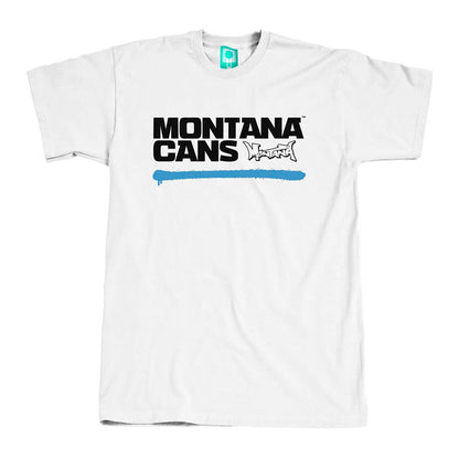 Montana Cans Typo Logo Underline T-Shirt White Blue