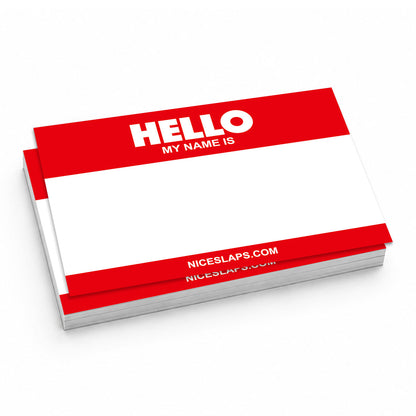 NICE SLAPS Eggshell Sticker Hello My Name Is Red, Medium 50pcs