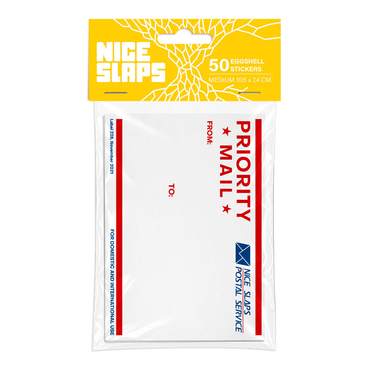 NICE SLAPS Eggshell Sticker Priority Mail Red, Medium 50pcs
