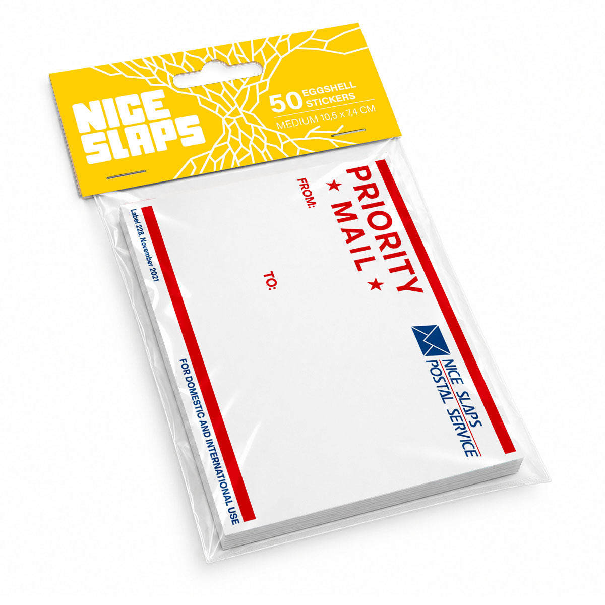 NICE SLAPS Eggshell Sticker Priority Mail Red, Medium 50pcs
