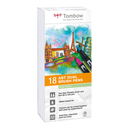 Tombow ABT Dual Brush Pen 18set, Pastel Colors
