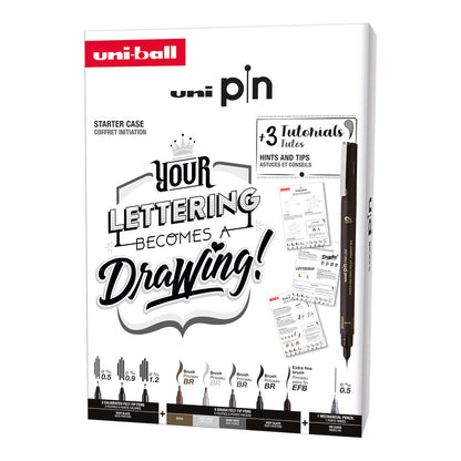 Uni Pin Fine Line Pens Lettering Starter Case 9 Set