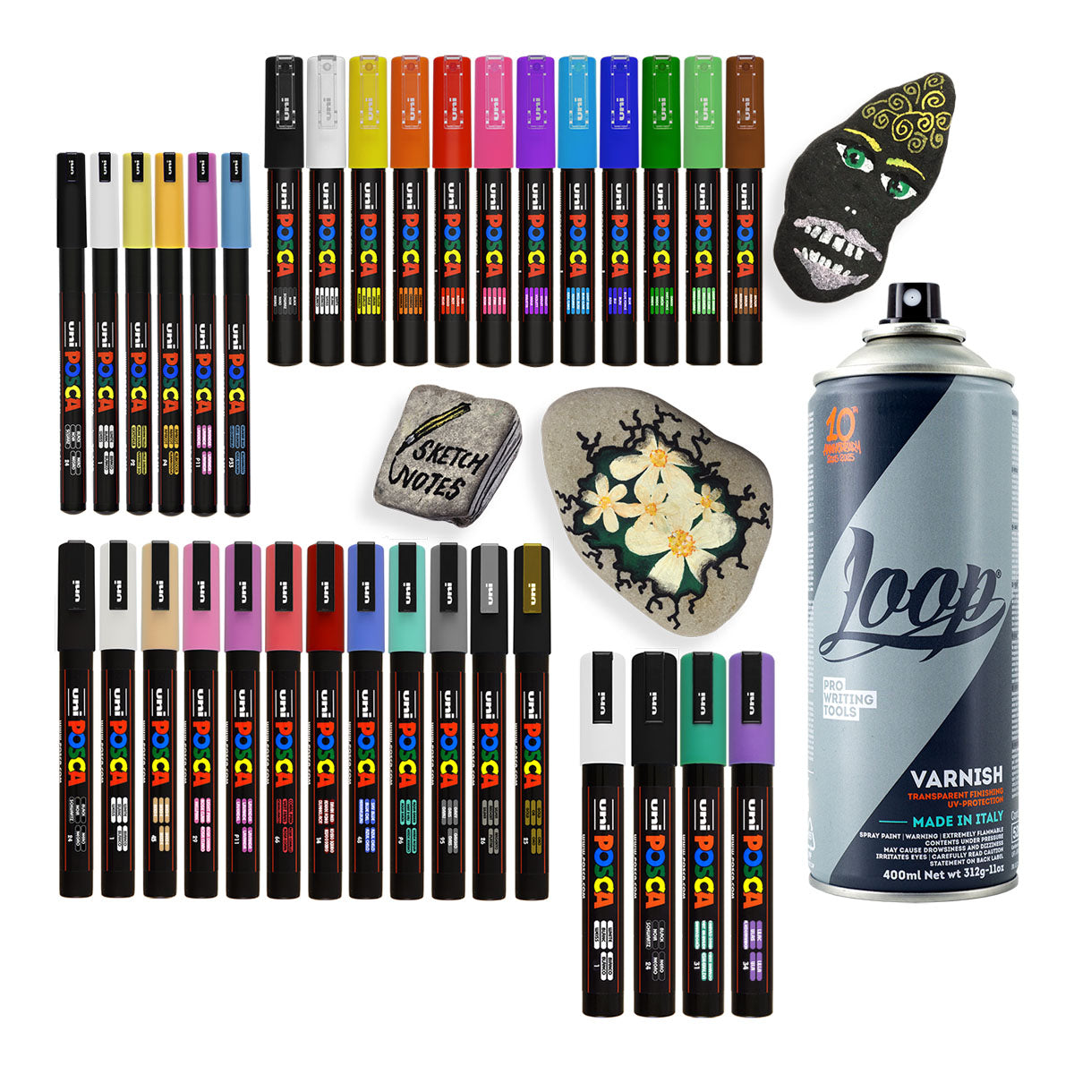 Uni Posca Markers Paint On Rocks Large Set